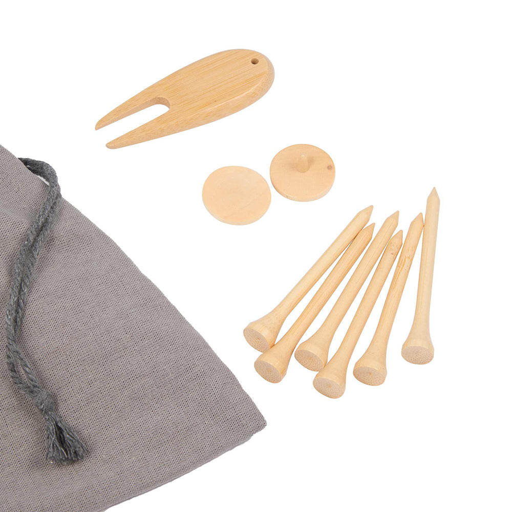 Bamboo Golf Tee Set with Recycled Pouch
